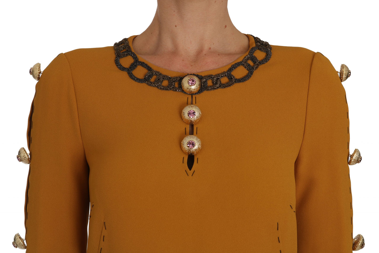 Braunes Mini-Kleid mit Kristallverzierung