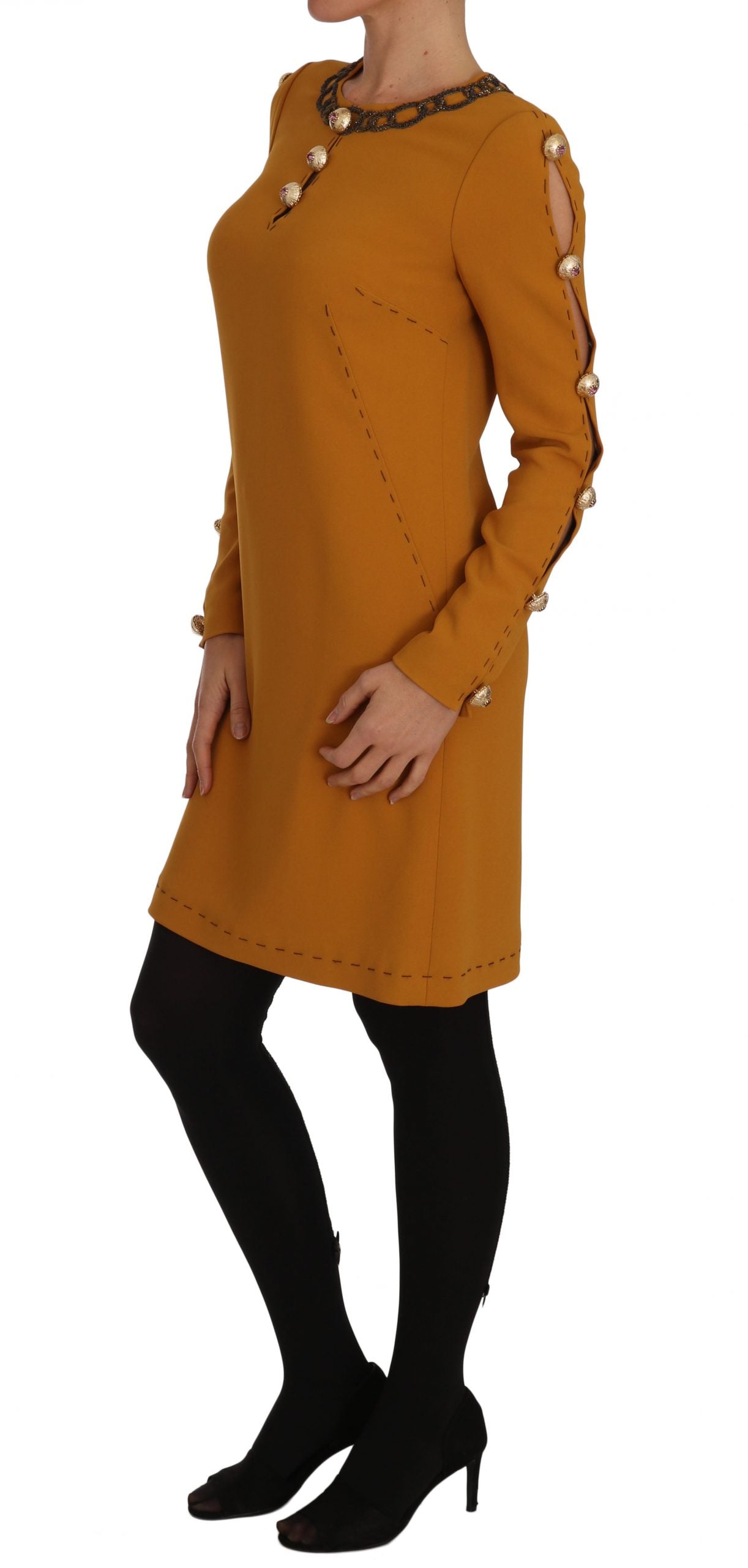 Braunes Mini-Kleid mit Kristallverzierung