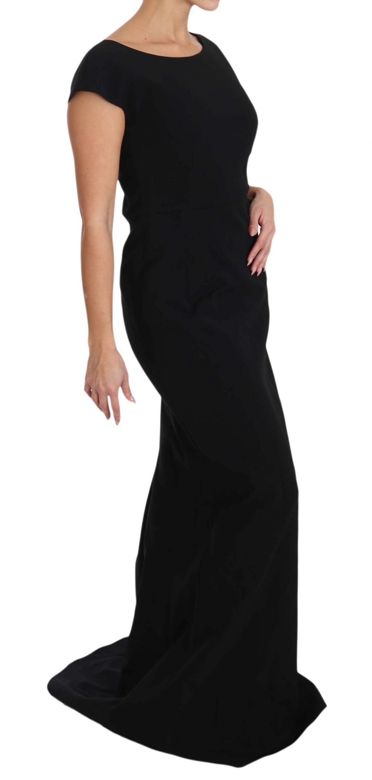 Schwarzes Stretch-Kleid mit Schlaghose Maxi