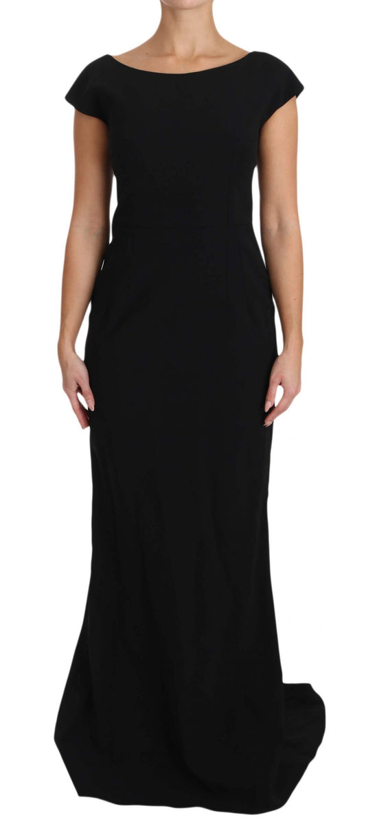 Schwarzes Stretch-Kleid mit Schlaghose Maxi