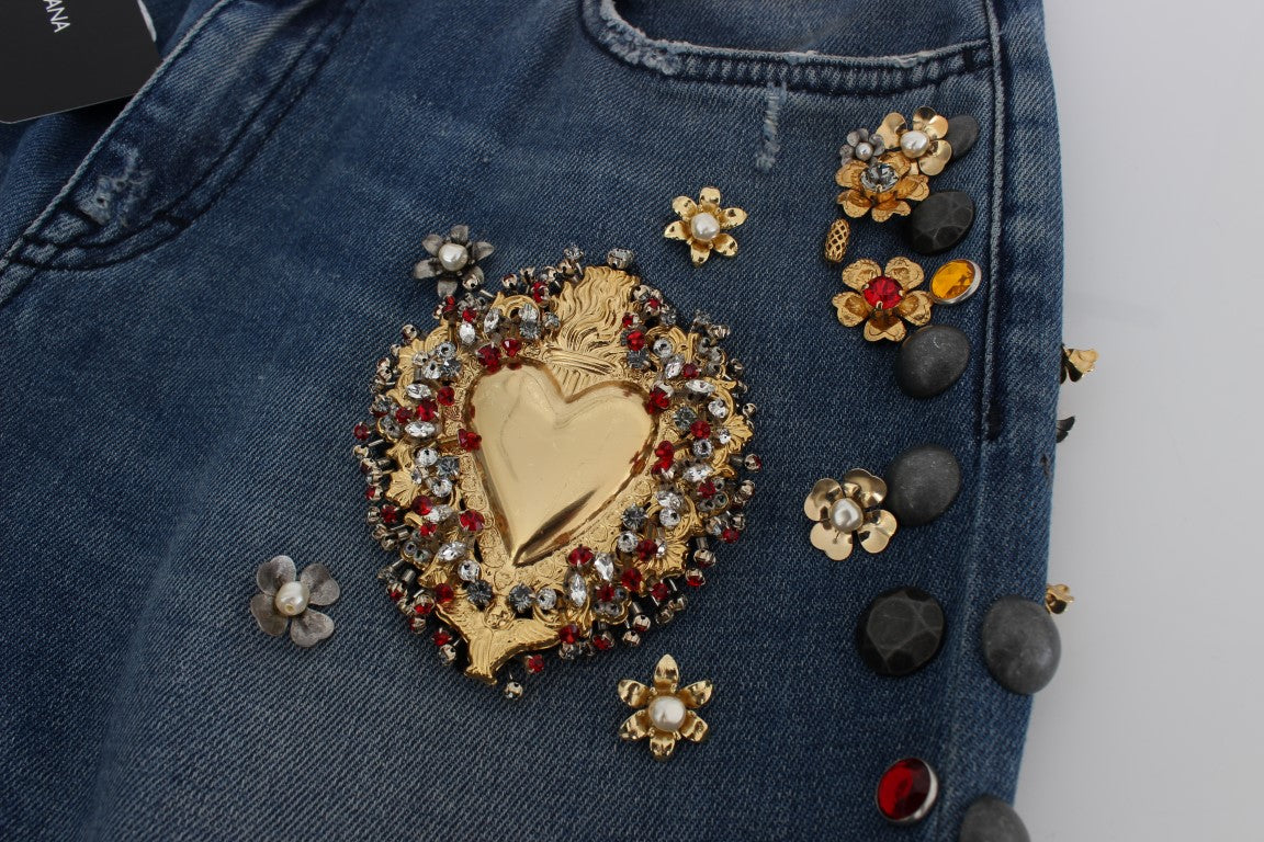 Crystal Roses Herz verschönert Jeans