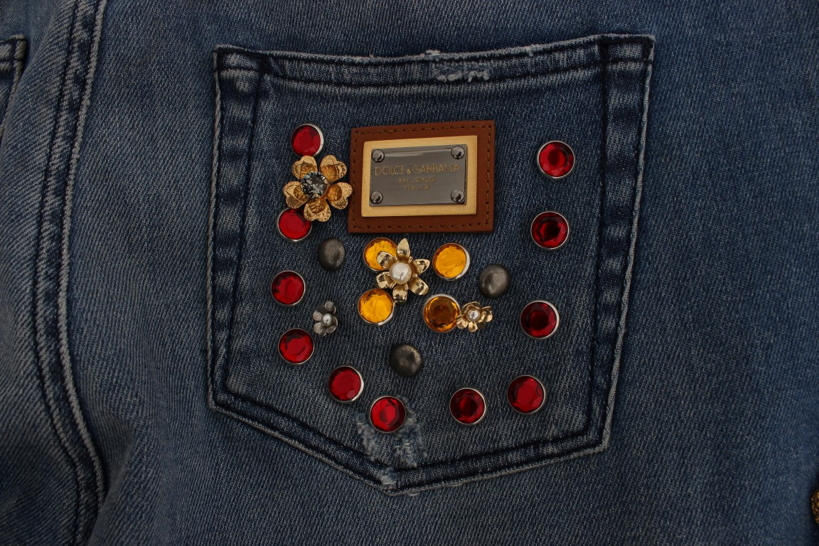 Crystal Roses Herz verschönert Jeans