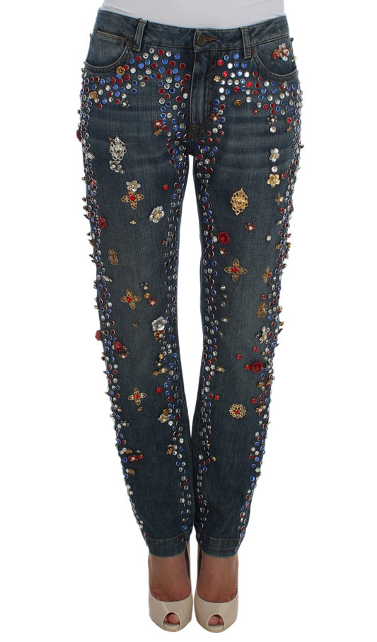 Crystal Roses Herz verschönert Jeans