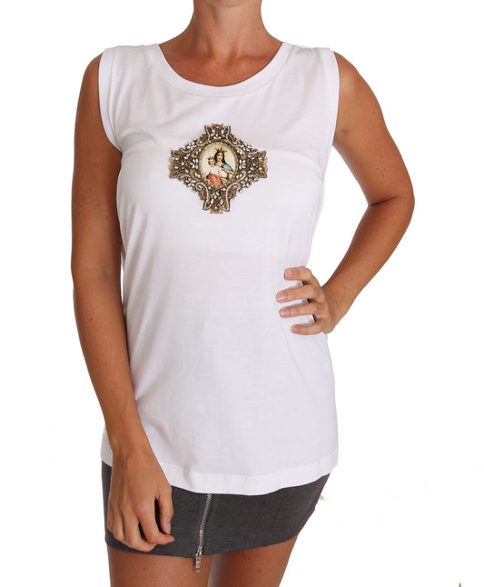 Weißes Crystal Religiöses Kreuz Cami Top T-Shirt