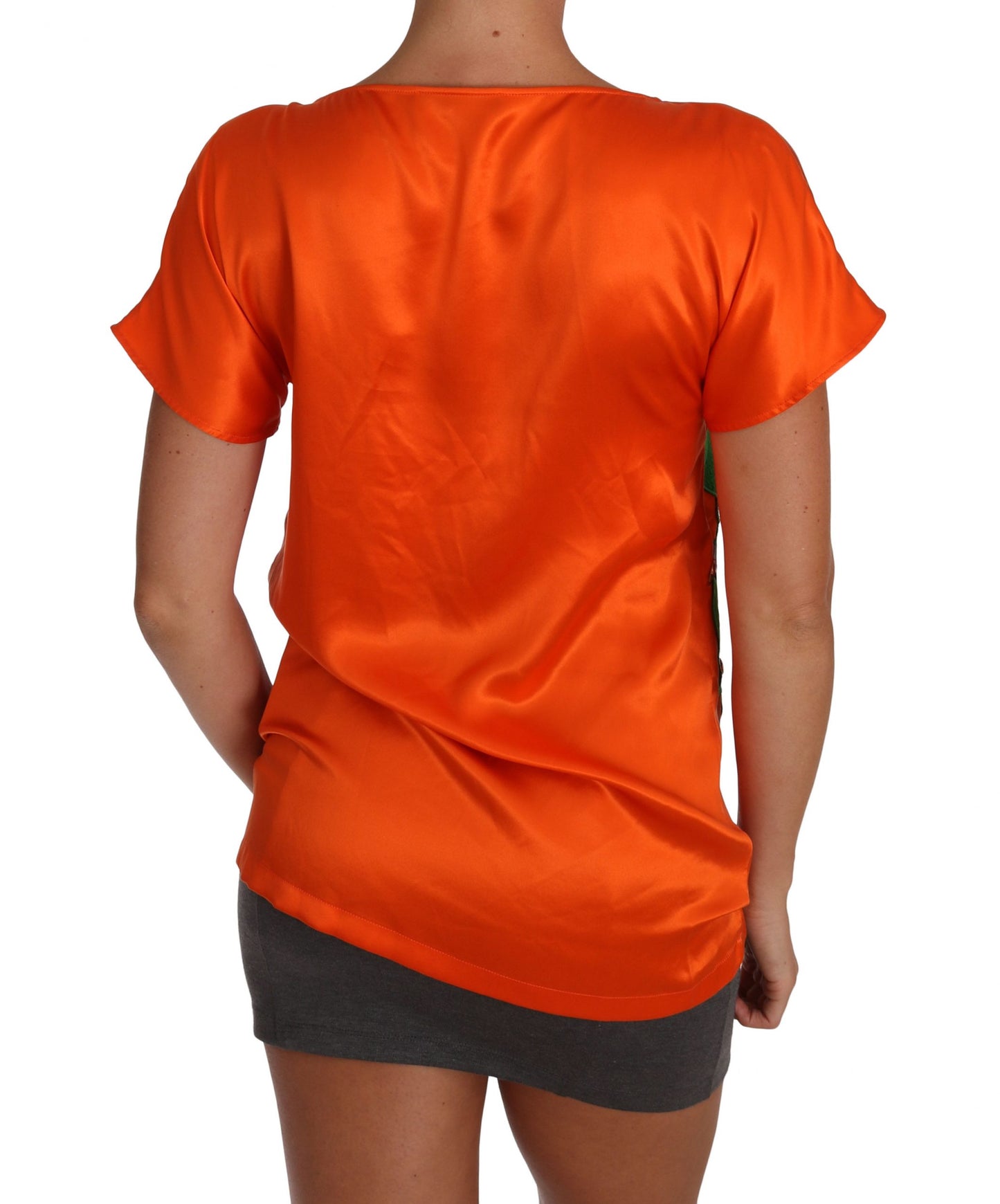 Seide Orange Zitrone Kristall-T-Shirt Top