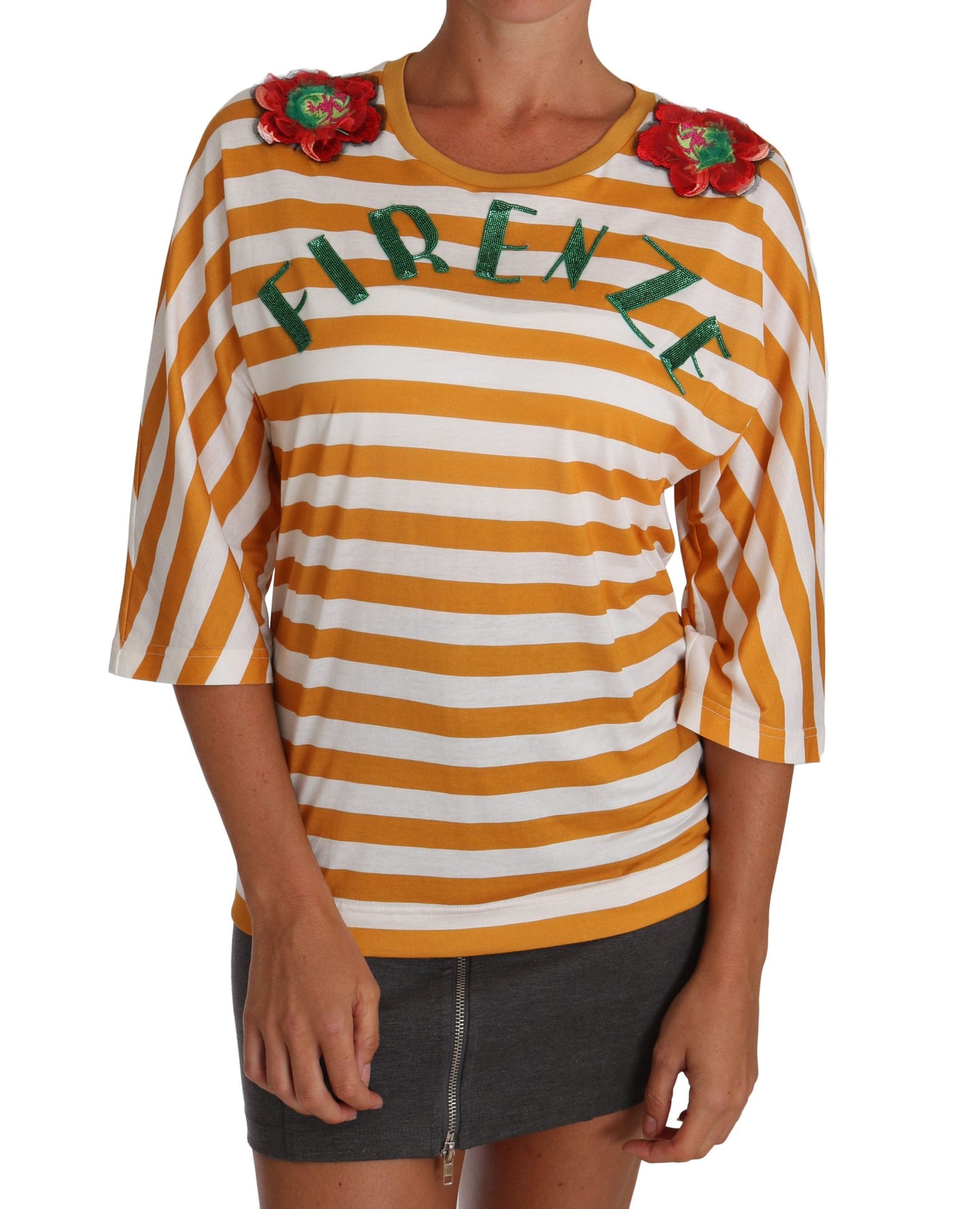 Weißes Orange FIRENZE Top T-Shirt