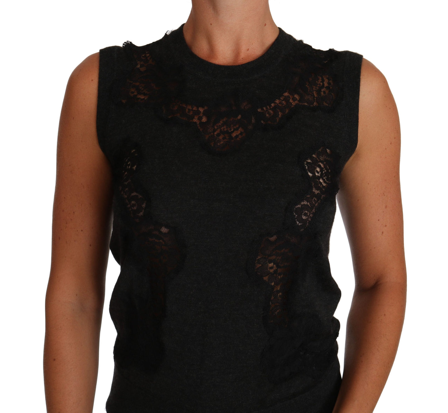 Cami Graues Seiden-Kaschmir-Oberteil mit Ausschnitt