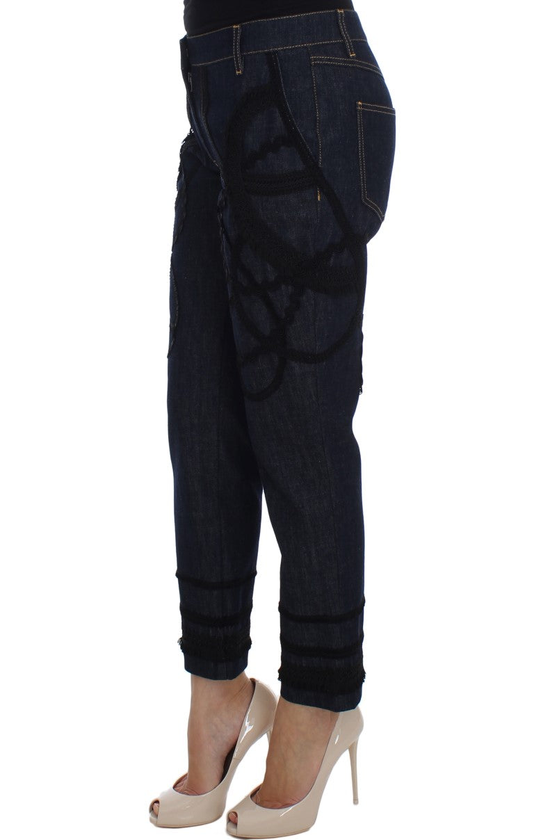 Blauer Denim Baumwolle CAPRI Torero Jeans