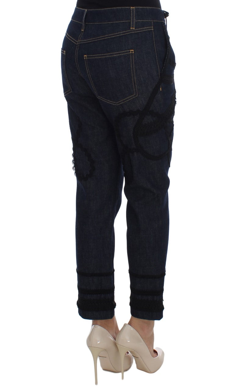 Blauer Denim Baumwolle CAPRI Torero Jeans