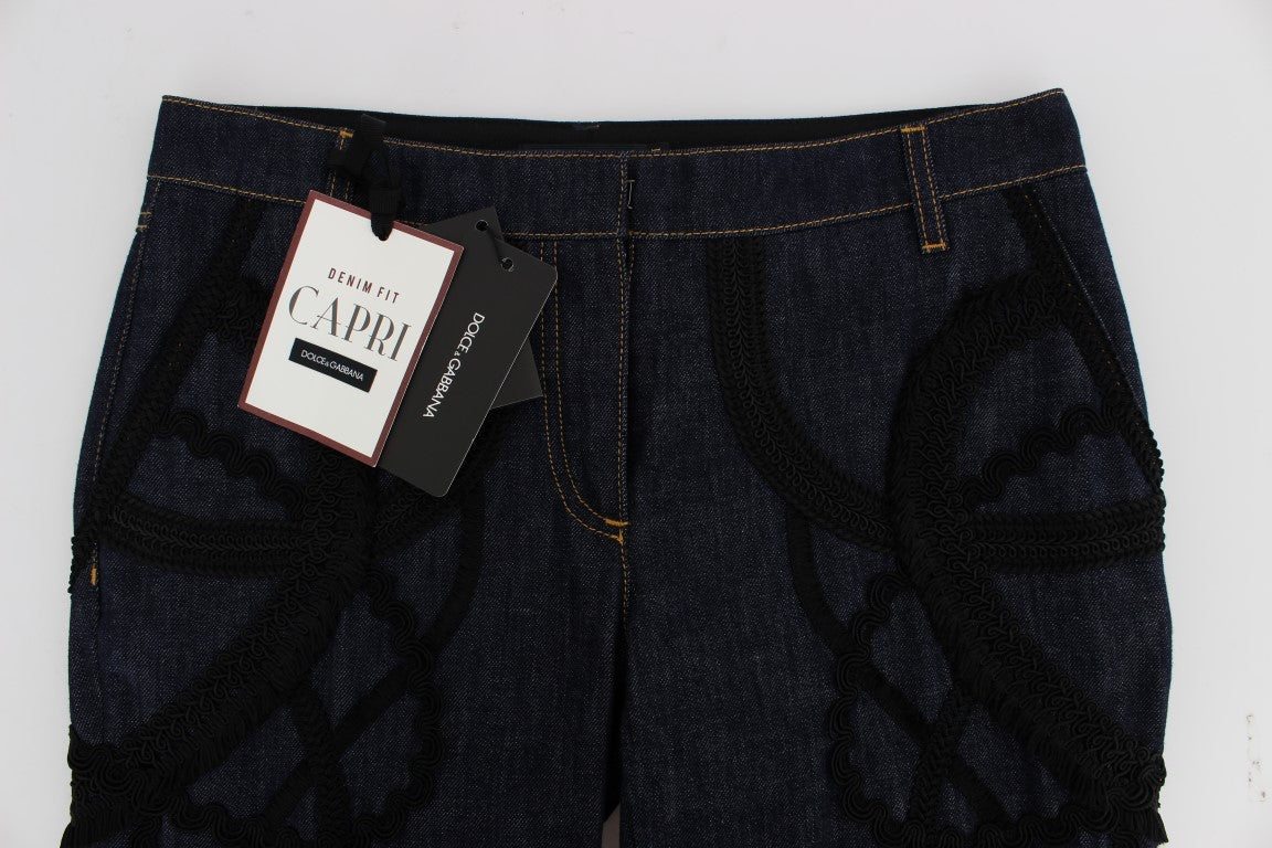 Blauer Denim Baumwolle CAPRI Torero Jeans