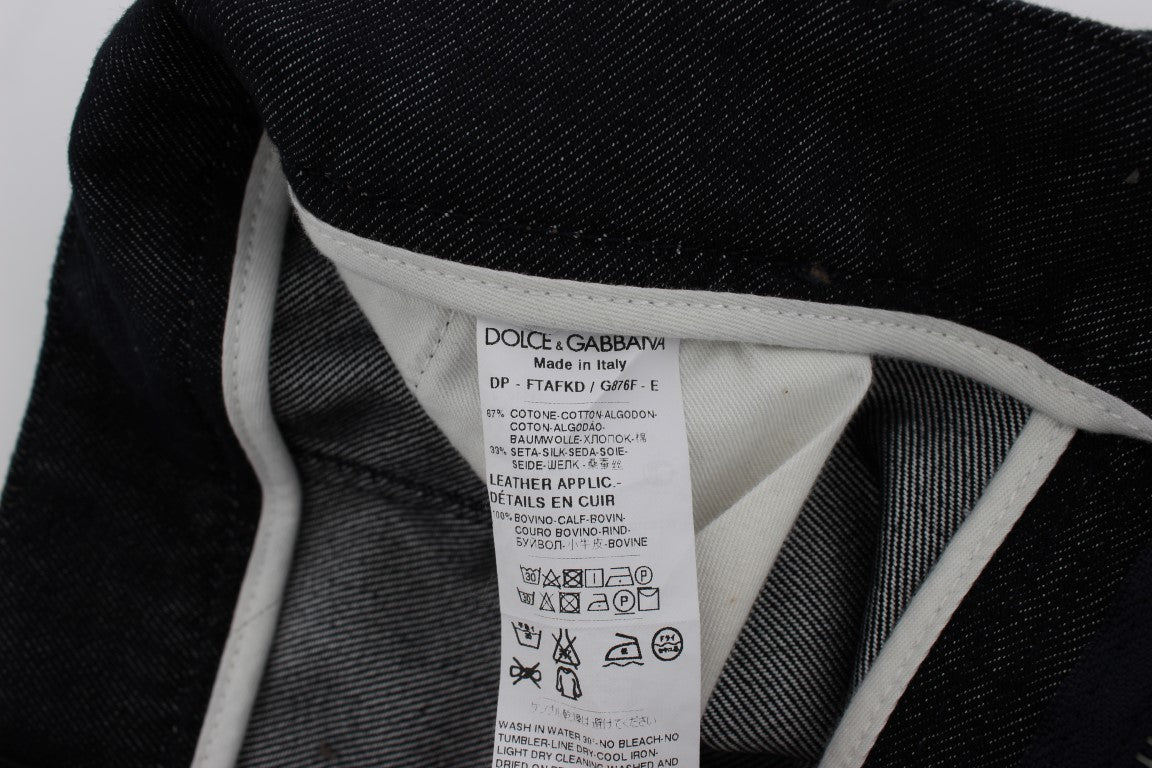 Blaue Schlagjeans aus Baumwoll-Seiden-Mischung