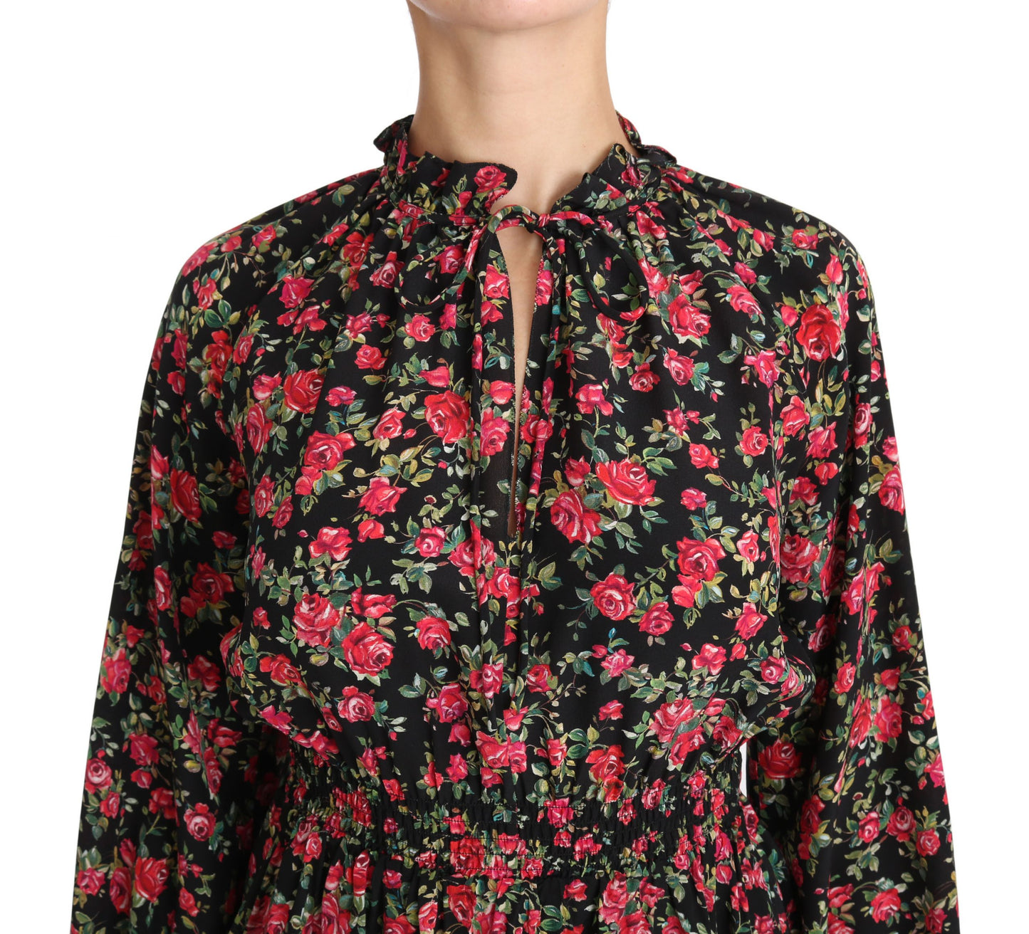Schwarzes Rose Print Floral Shirt Top Bluse