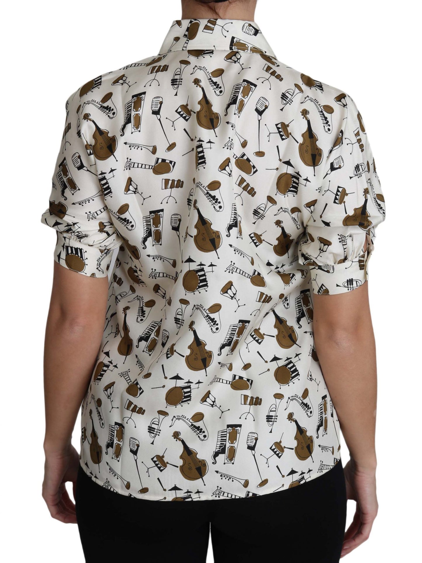 Weißes Musikinstrument Druck Polo Top Shirt