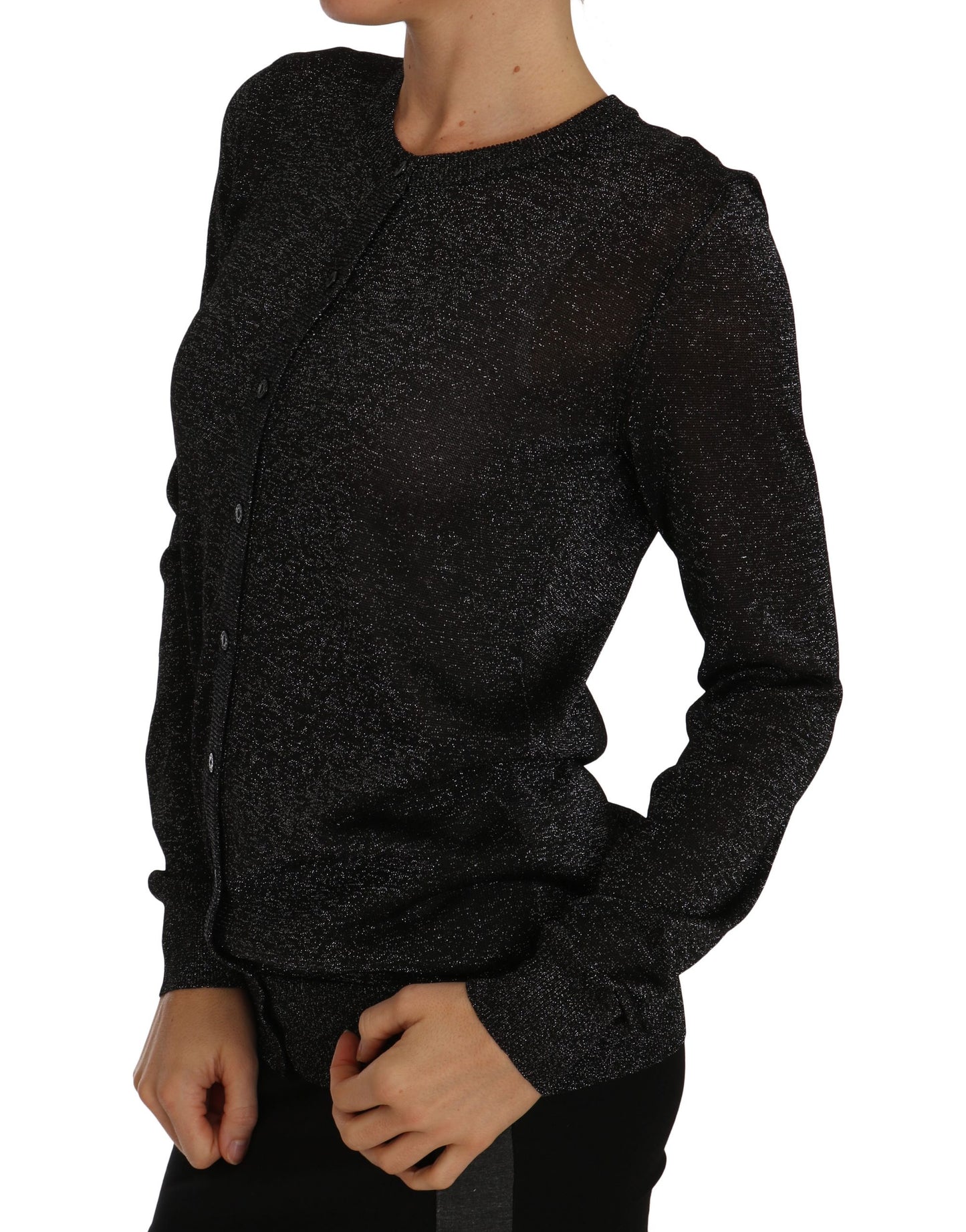 Schwarzer Cardigan Pullover Leichtes Top