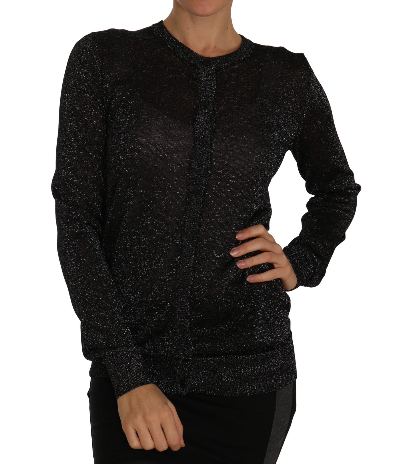 Schwarzer Cardigan Pullover Leichtes Top