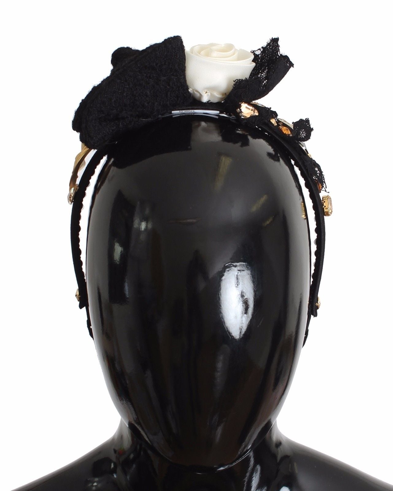 Diadem Stirnband Tiara Weiß Rose Kristall Haar Gold