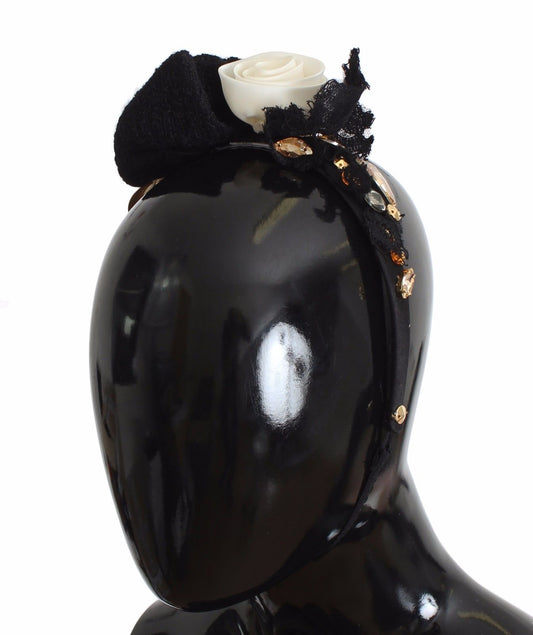 Diadem Stirnband Tiara Weiß Rose Kristall Haar Gold