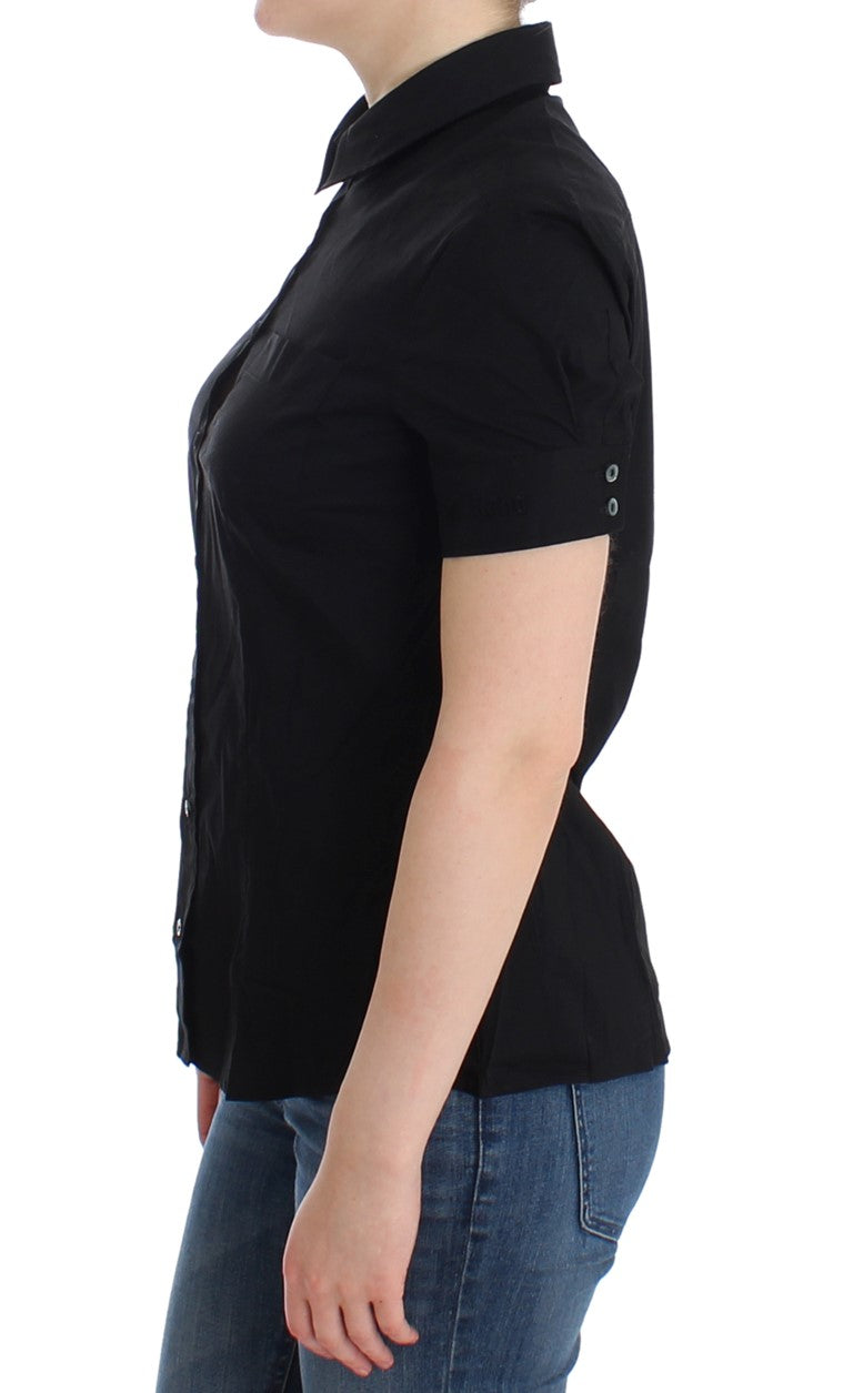 Schwarzes Baumwollshirt-Top