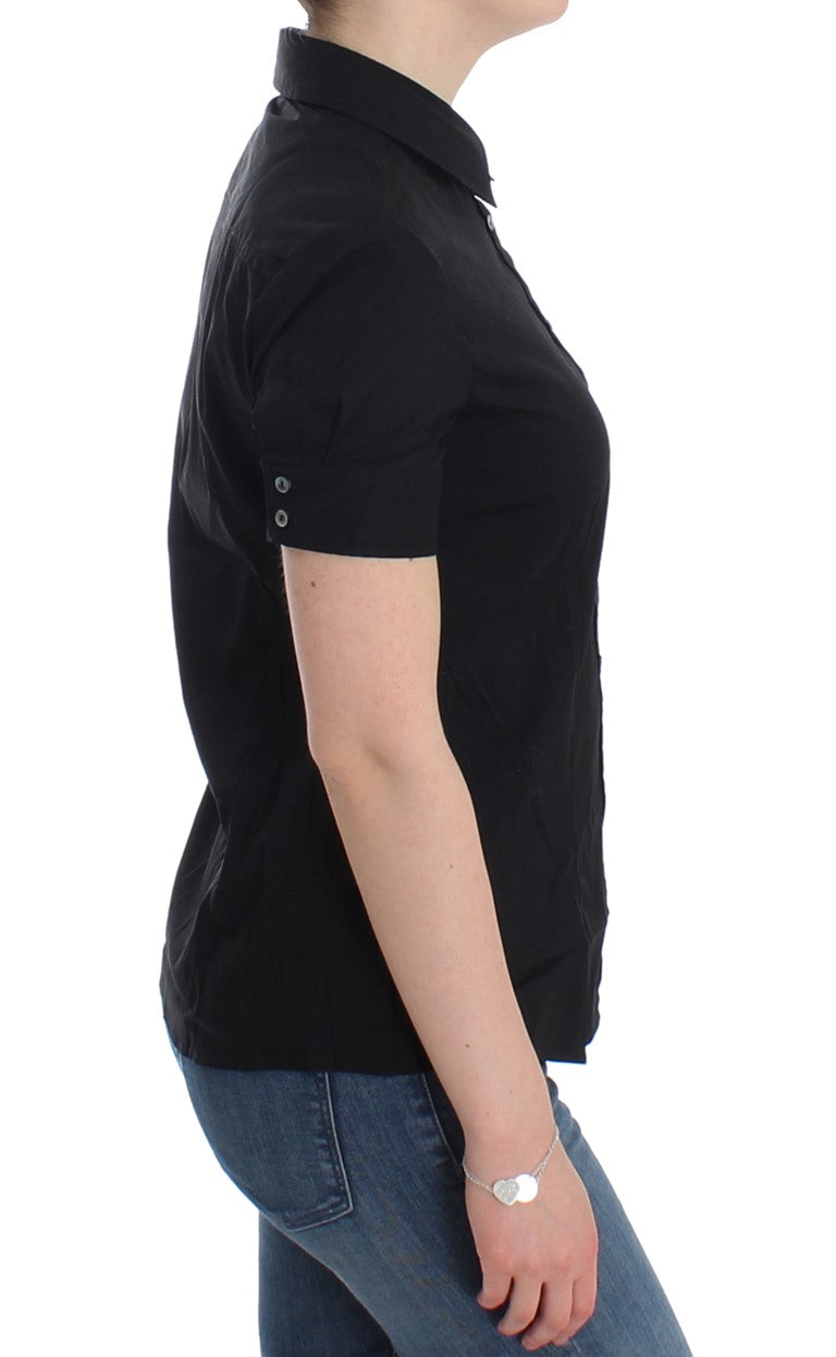 Schwarzes Baumwollshirt-Top