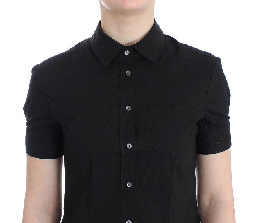 Schwarzes Baumwollshirt-Top
