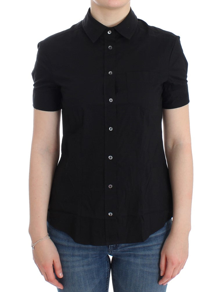 Schwarzes Baumwollshirt-Top
