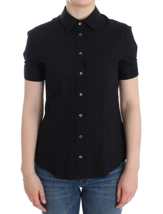 Schwarzes Baumwollshirt-Top