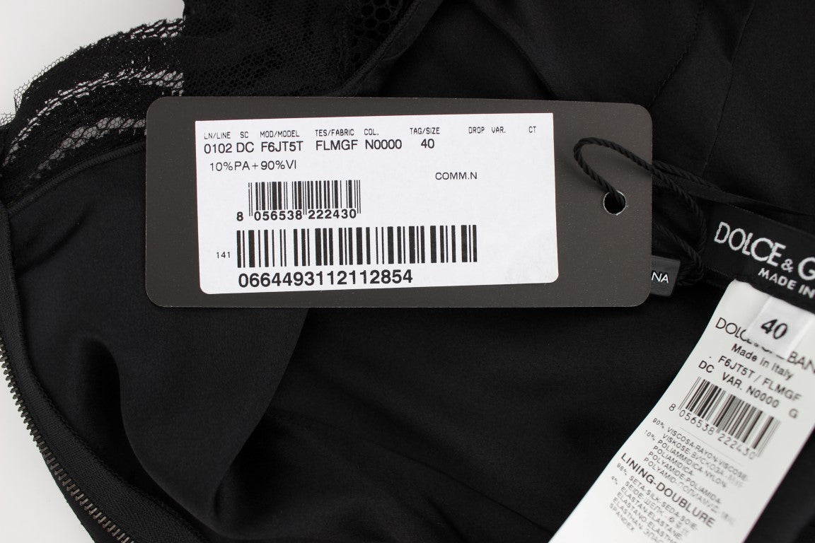 Schwarzes geblümtes langes Ball-Maxikleid aus Spitze