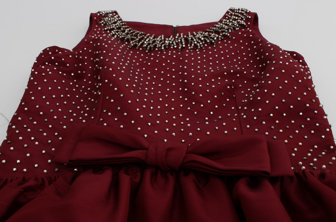 Bordeaux Kristall Ballkleid Volles Kleid