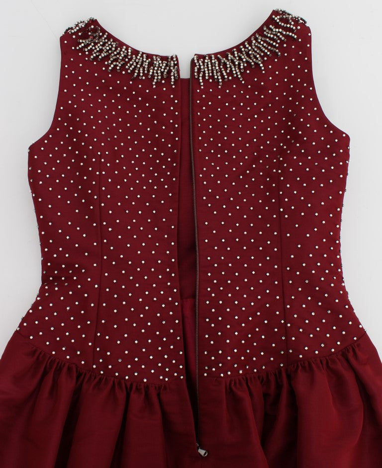 Bordeaux Kristall Ballkleid Volles Kleid