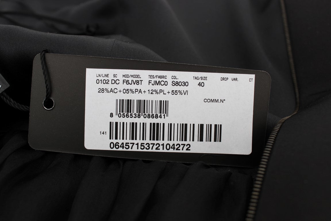 Schwarzes graues Etuikleid in voller Länge