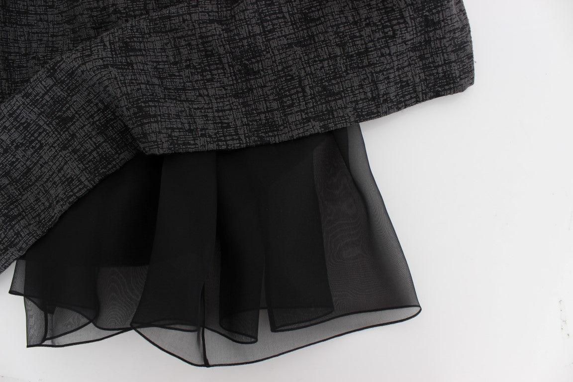 Schwarzes graues Etuikleid in voller Länge