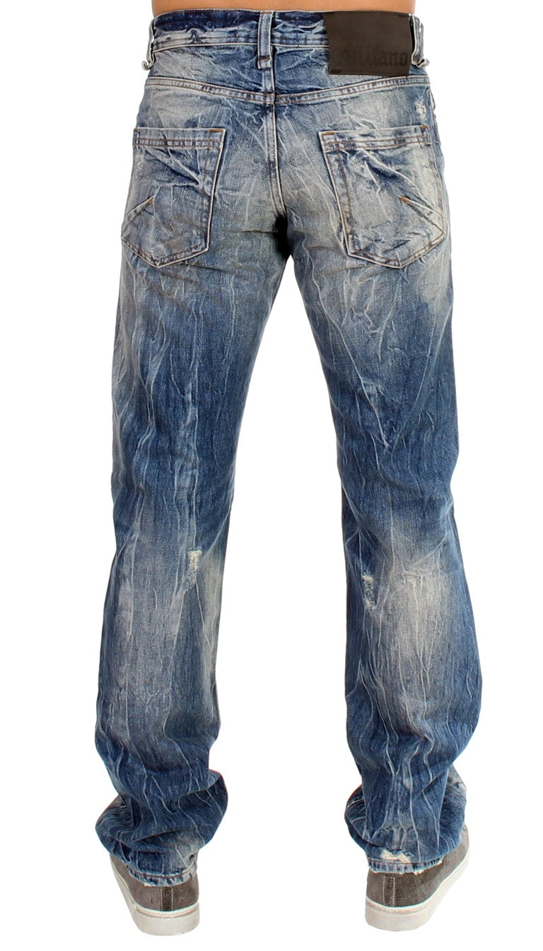 Blau gewaschene Baumwolljeans