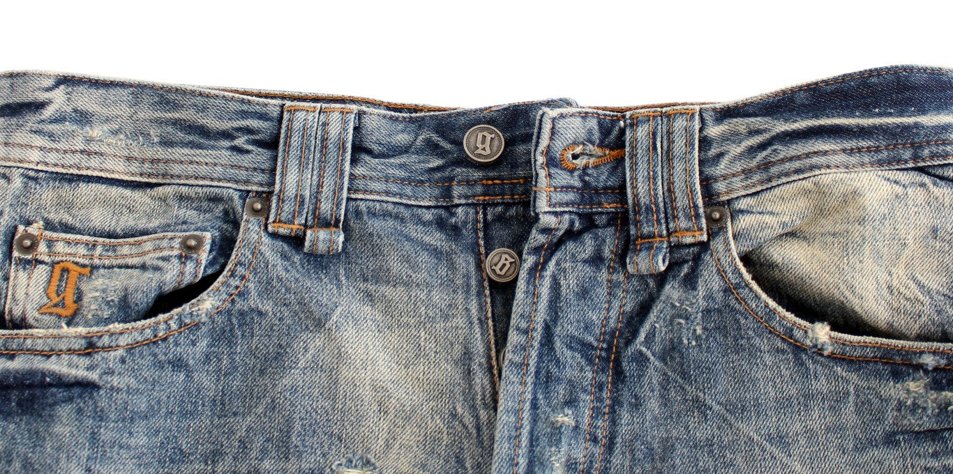 Blau gewaschene Baumwolljeans