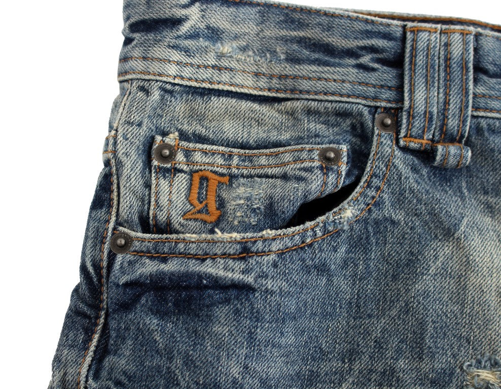 Blau gewaschene Baumwolljeans
