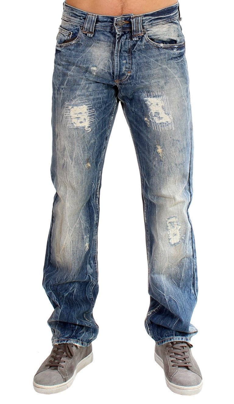 Blau gewaschene Baumwolljeans