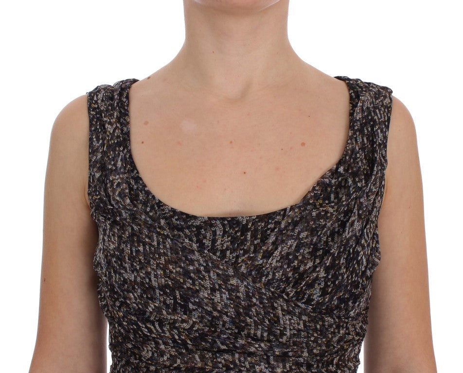 Dunkles Seiden-Shiftkleid in voller Länge