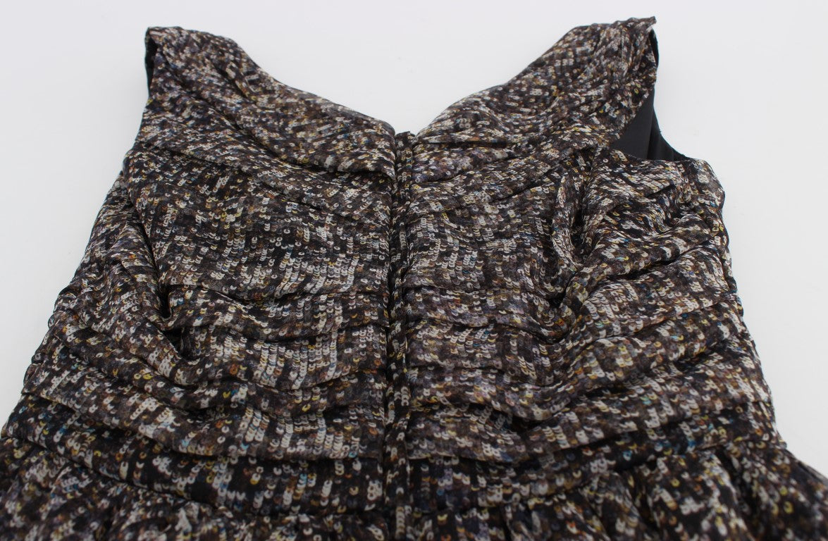 Dunkles Seiden-Shiftkleid in voller Länge