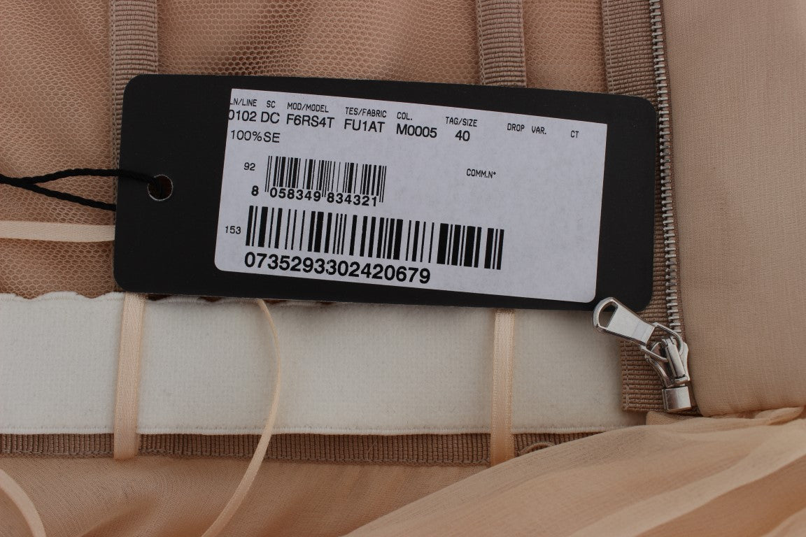 Beige Seide Ballkleid in voller Länge Kleid