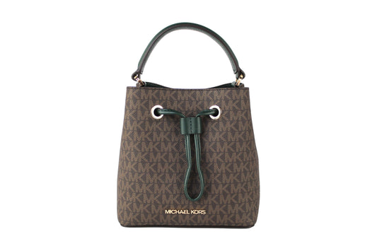 Suri Small Brown/Racing Green Bucket Crossbody Handtasche mit Kordelzug