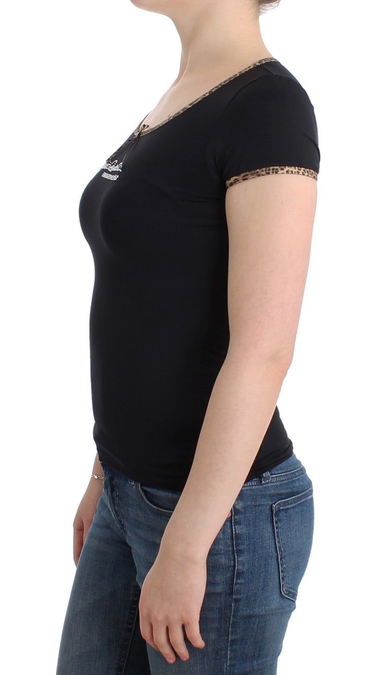 Schwarzes Nylon-Top T-Shirt
