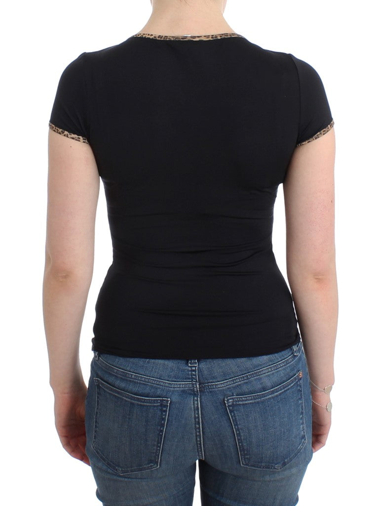Schwarzes Nylon-Top T-Shirt