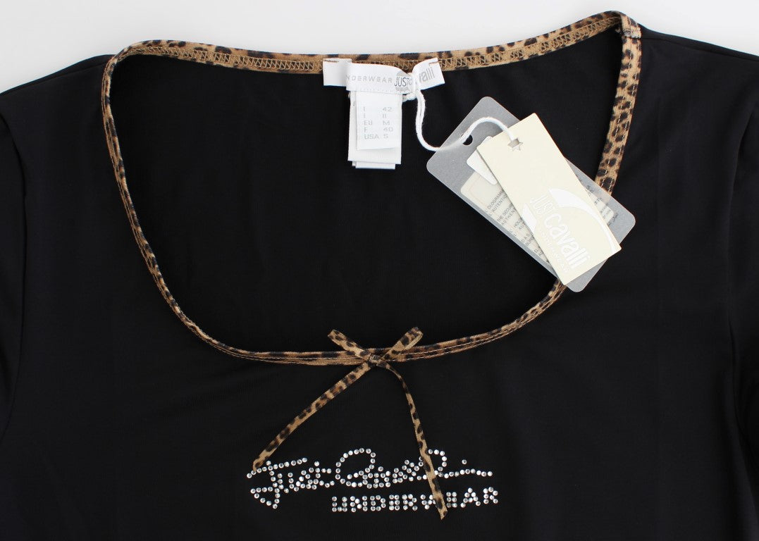 Schwarzes Nylon-Top T-Shirt