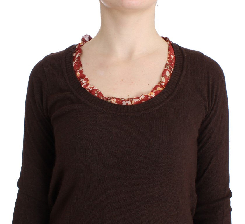 Brauner Pullover mit Rundhalsausschnitt