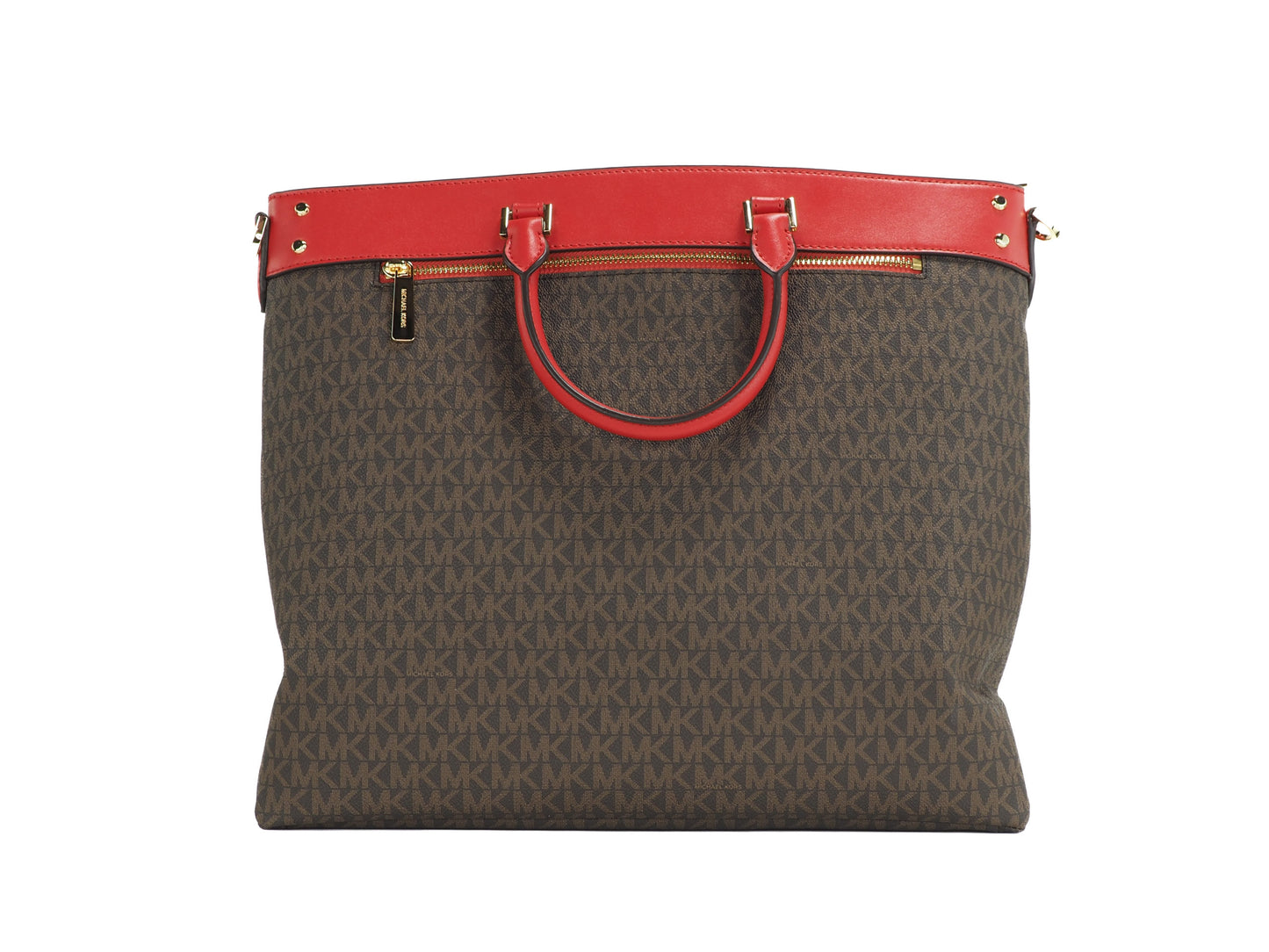 Travel Large Signature PVC Top Zip North South Tote Handtasche (Braun/Flame)