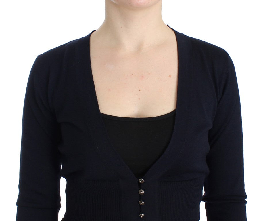 Schwarze Strickjacke aus Wolle in Kurzform