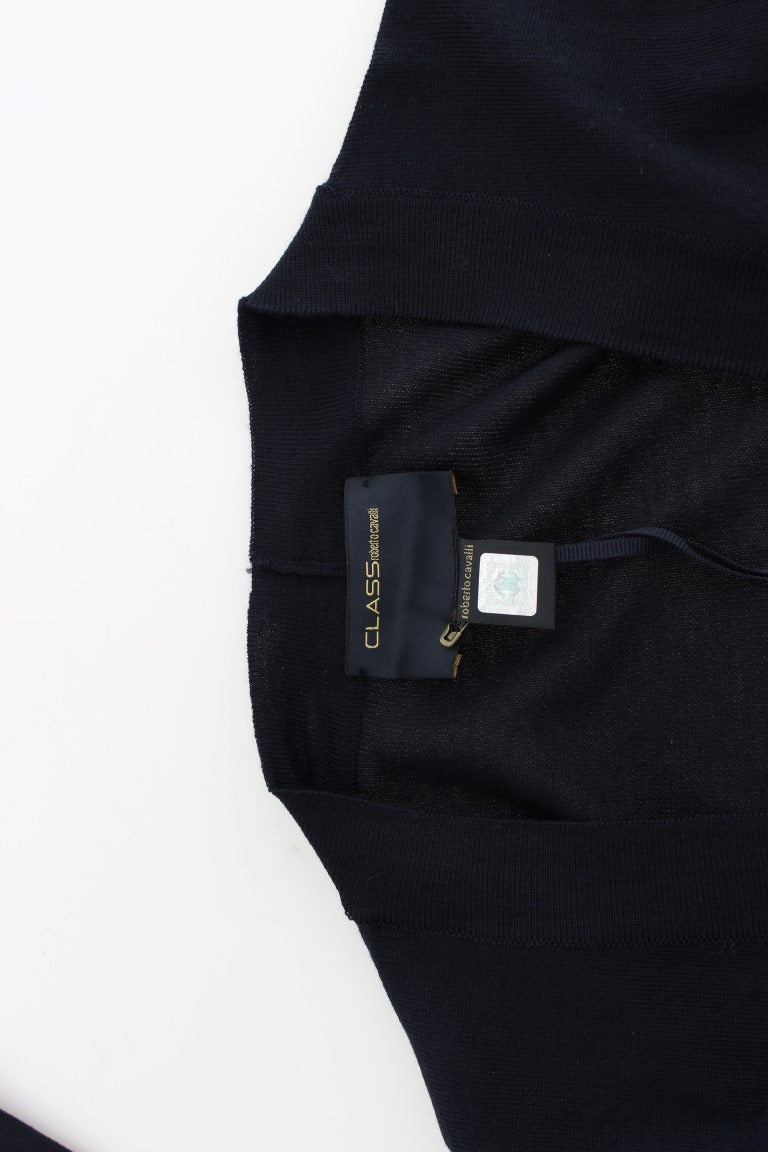 Schwarze Strickjacke aus Wolle in Kurzform