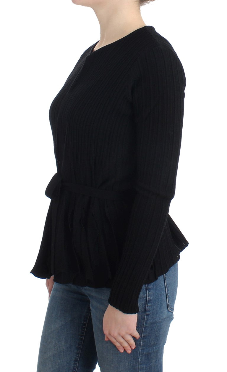 Schwarze Wollstrickjacke