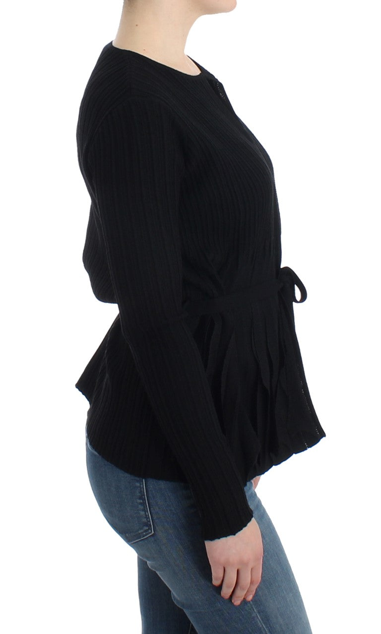 Schwarze Wollstrickjacke