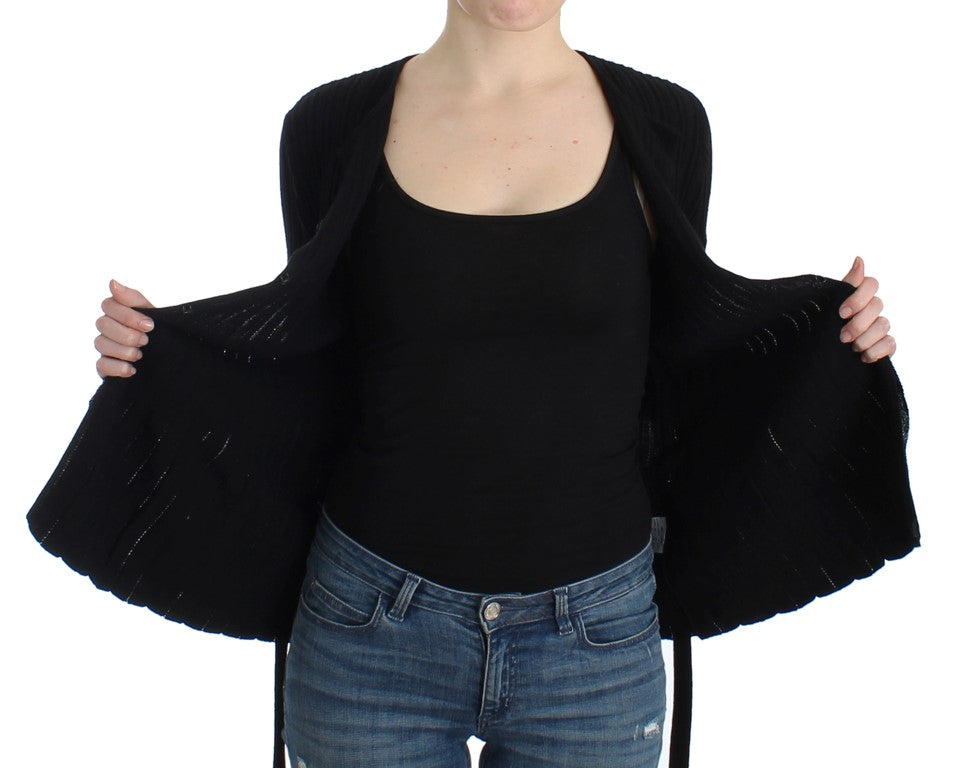 Schwarze Wollstrickjacke