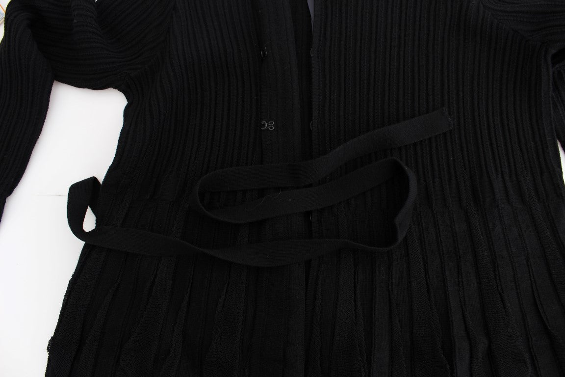 Schwarze Wollstrickjacke